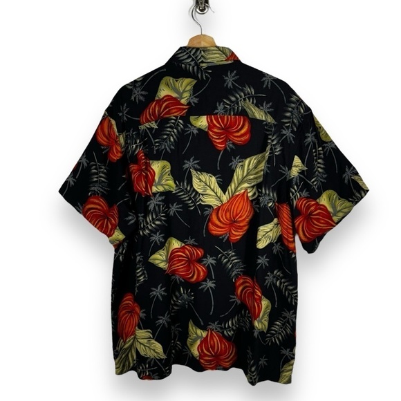 Ron Chereskin Vintage Rayon Hawaiian Camp Shirt, Blue Palm Leaves, Size XXL - Picture 9 of 9